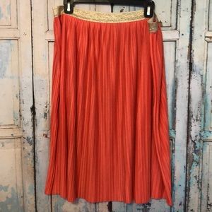 Pleated Coral Midi Skirt Size XL